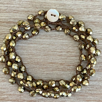 Twist Style Warm Beige Crystal Long Strand Necklace