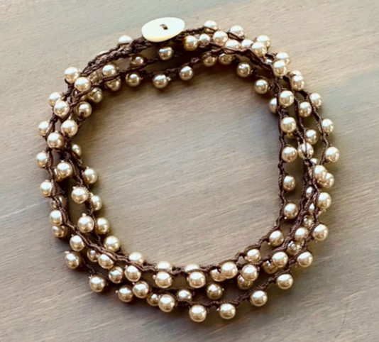 Twist Style Dainty Glass Pearl Long Strand Necklace