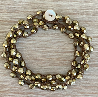 Twist Style Warm Beige Crystal Long Strand Necklace