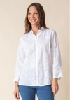 Habitat Womens Floral Embroidery Ruched Sleeve Shirt