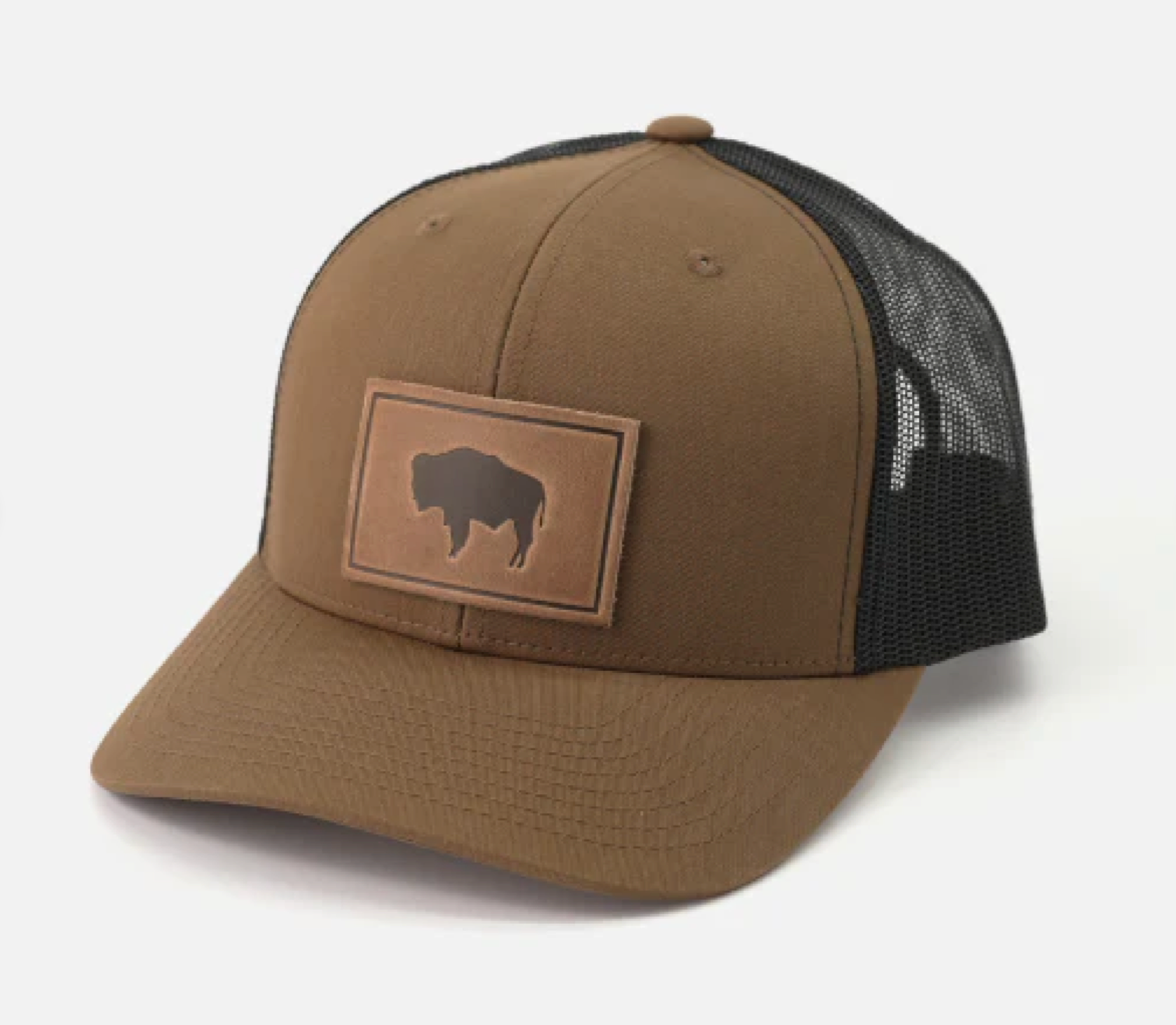 Range Leather Buffalo/Bison Brown Cap