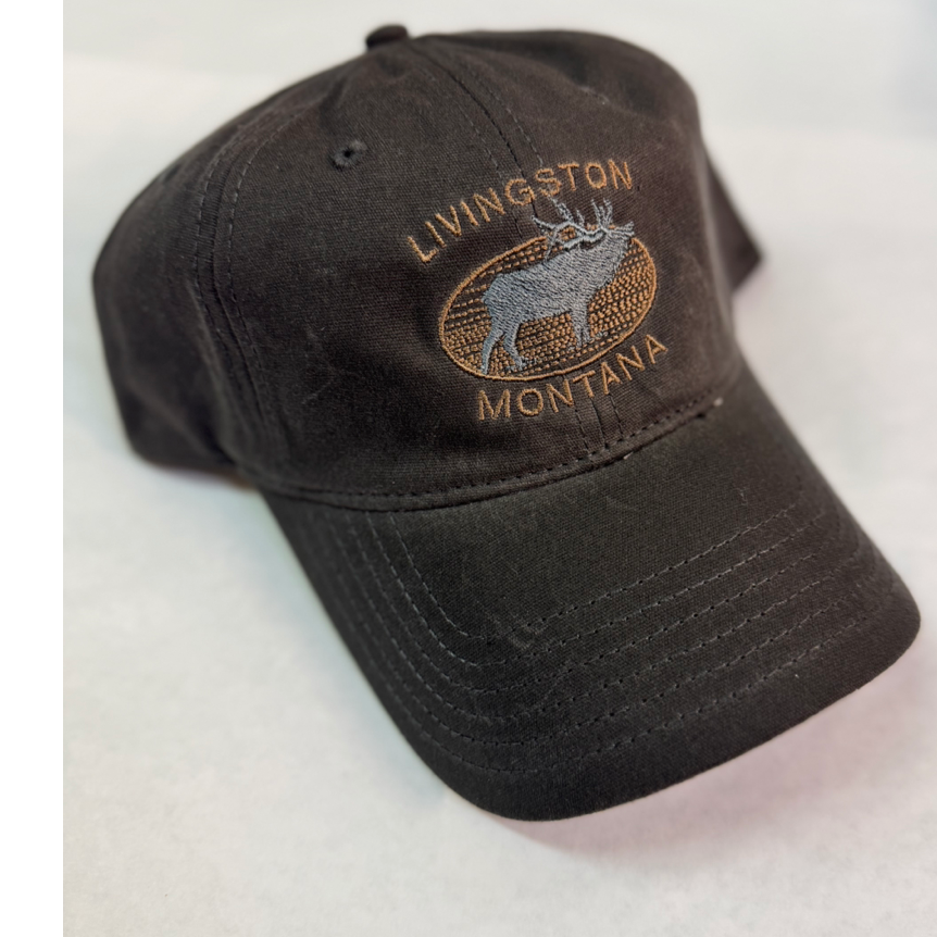 Montana Wax Finish Elk Embroidery Charcoal Cap