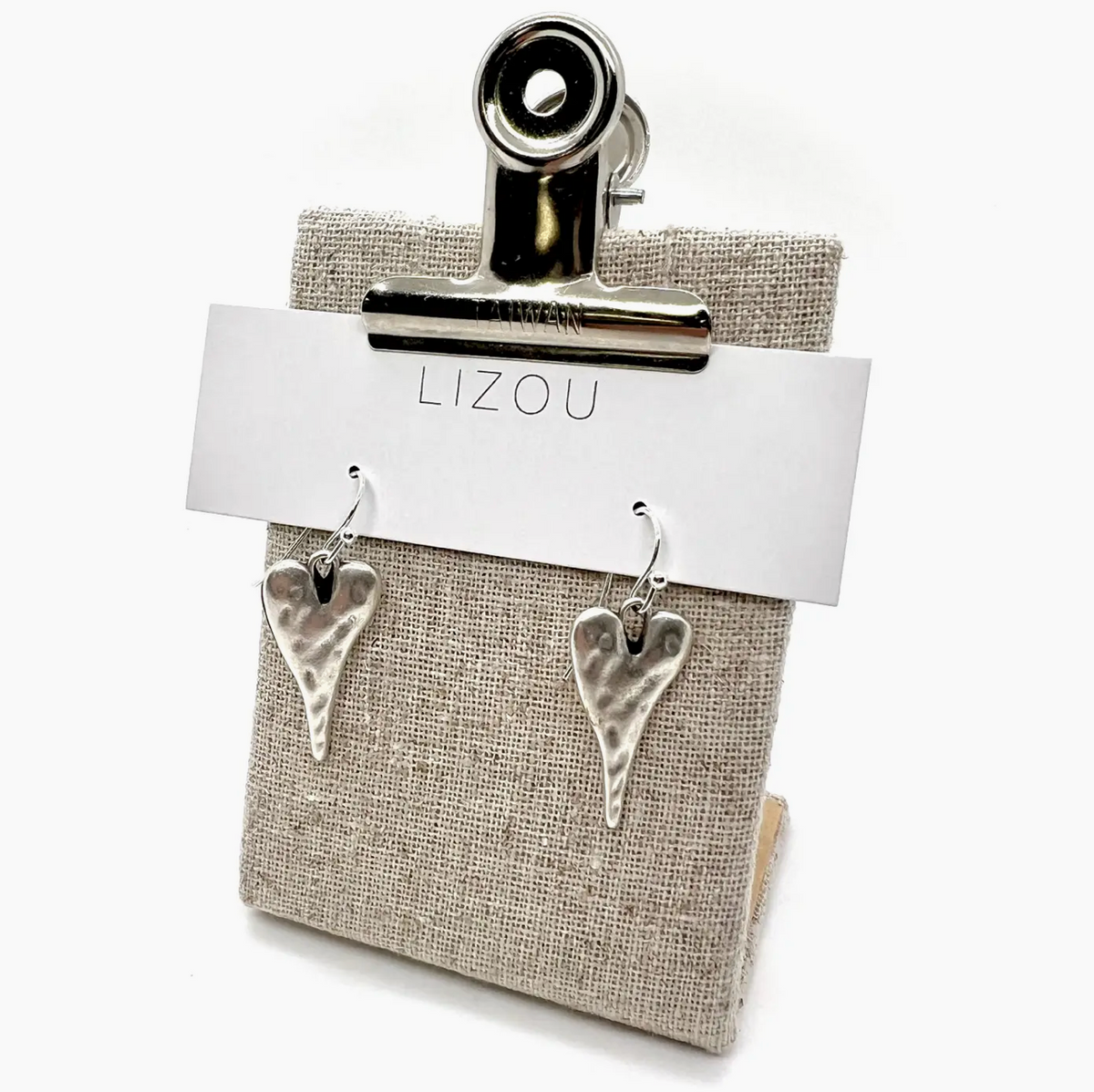 Lizou Silver Heart Earrings