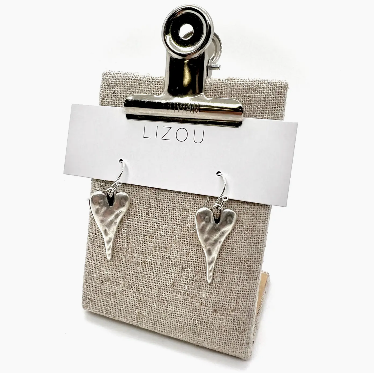 Lizou Silver Heart Earrings