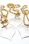 Lizou Silver Convertible Double Strand Hammered Heart Necklace