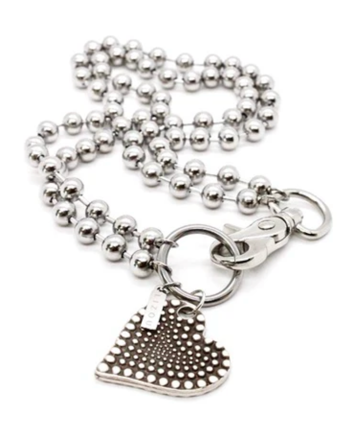 Lizou Silver Convertible Double Strand Dotted Heart Pendant Necklace