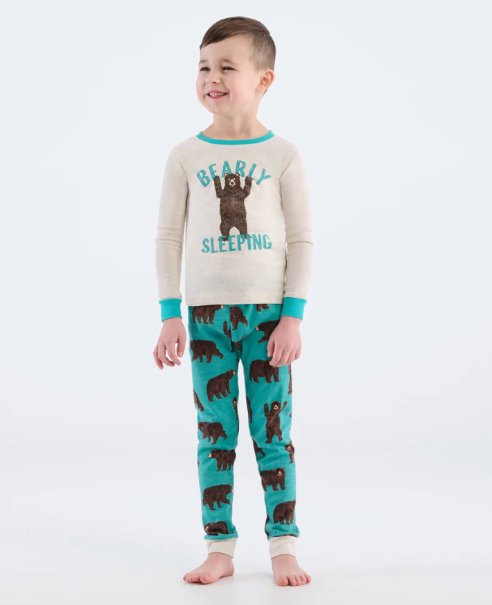 Little Blue House Kids Brown Bears Pajama Set