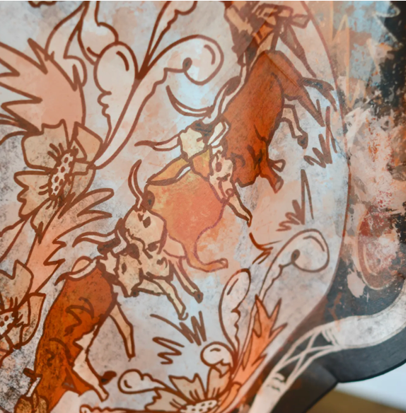 Tirzah Lane Art Tencel and Silk Scarf - Cattle Drive Western Floral