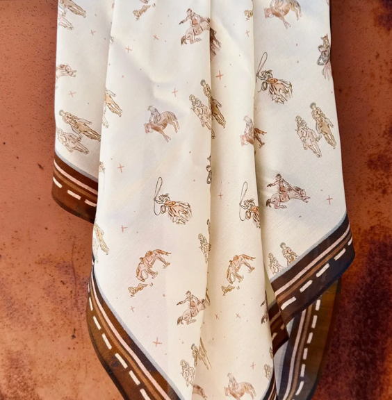 Tirzah Lane Art Tencel and Silk Scarf - Saddle Club Western Cowgirl