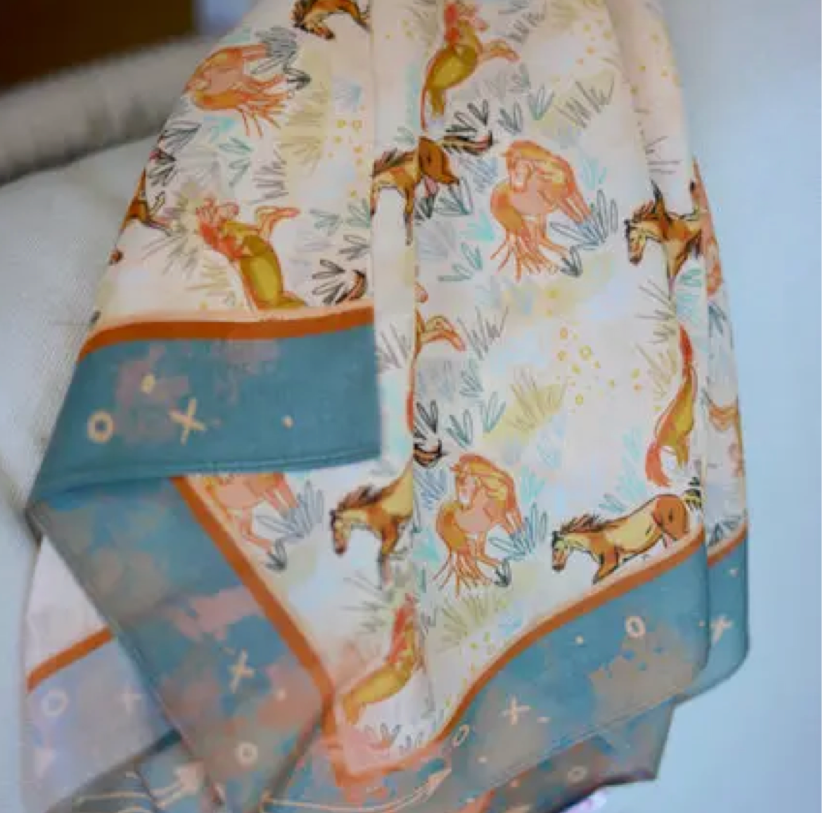 Tirzah Lane Art Tencel and Silk Scarf - Wild Horses Mustang Meadow