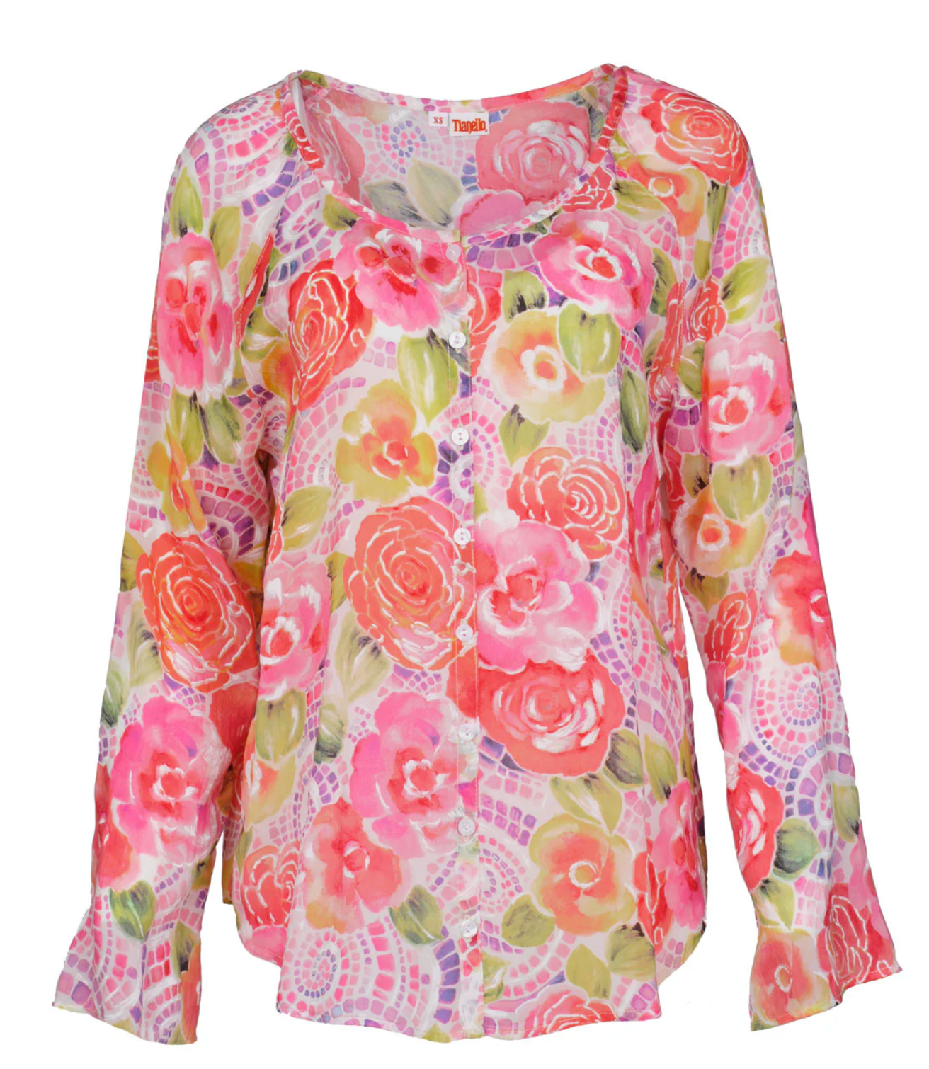 Tianello Womens Mosaic Georgette Jill Blouse