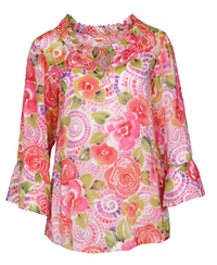 Tianello Womens Mosiac Georgette Emily Blouse