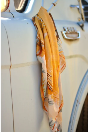 Tirzah Lane Art Mulberry Silk Scarf - Longhorn Open Range Cowgirl Western