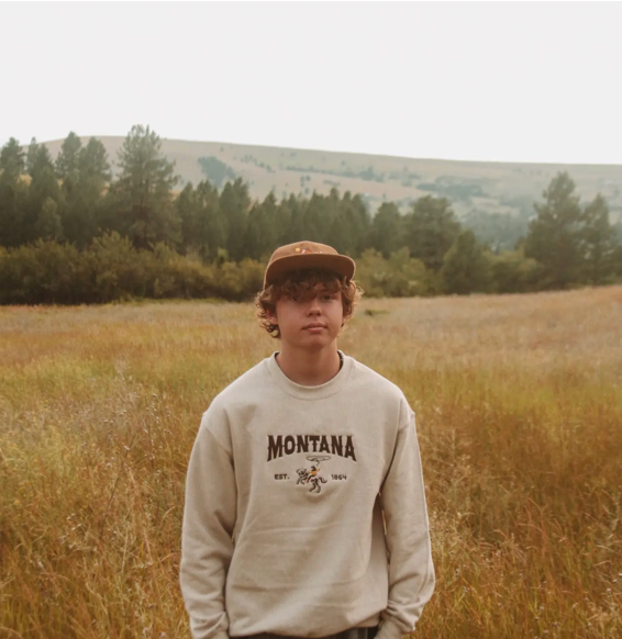Montana Cowboy Embroidered Crewneck Sweatshirt
