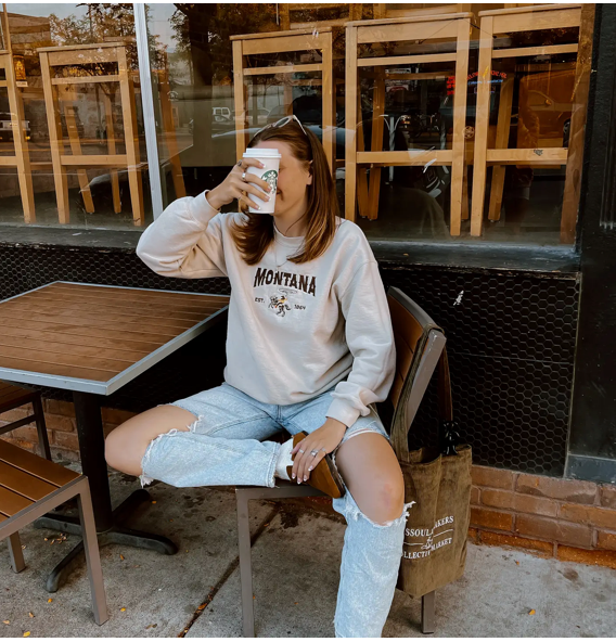 Montana Cowboy Embroidered Crewneck Sweatshirt