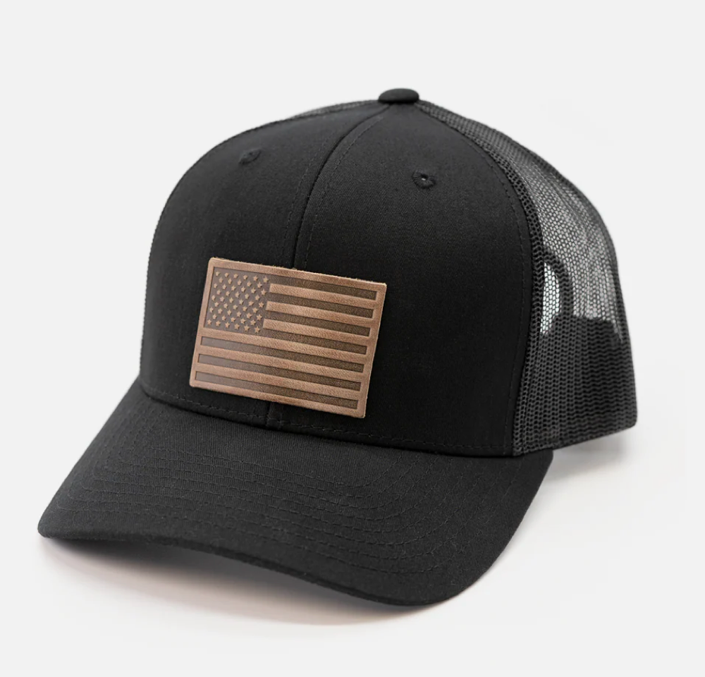 Range Leather American Flag Black Cap