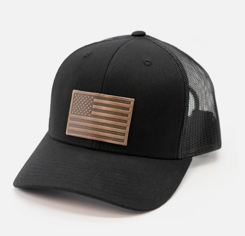 Range Leather American Flag Black Cap