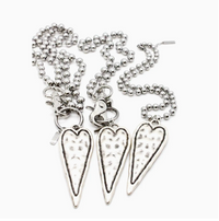 Lizou Silver Convertible Double Strand Elongated Heart Necklace