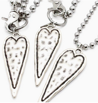 Lizou Silver Convertible Double Strand Elongated Heart Necklace