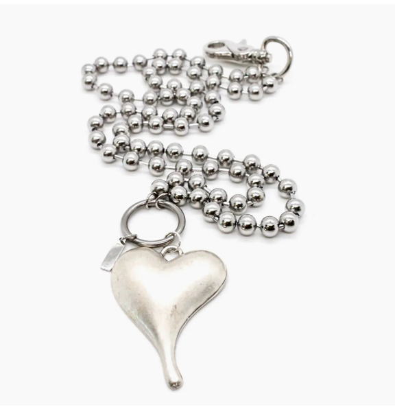 Lizou Simple Silver Convertible Heart Necklace
