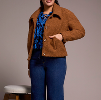 Tribal Womens Button Front Boucle Jacket
