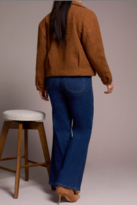 Tribal Womens Button Front Boucle Jacket