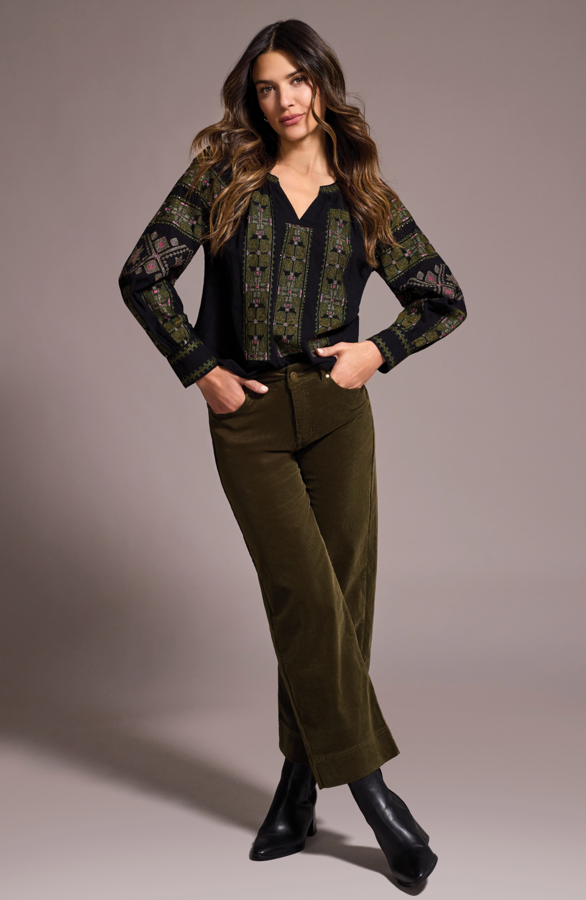 Tribal Womens High Rise Fly Front 5 Pocket Ankle Pant