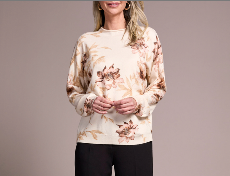 Tribal Womens LS Funnel Neck Sweater