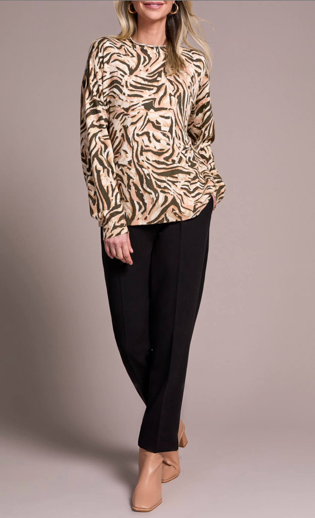 Tribal Womens LS Funnel Neck Sweater