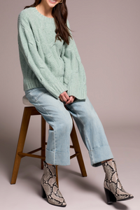 Tribal Womens Crewneck Cable Sweater - Bob's Outdoor