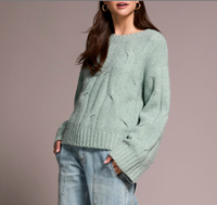 Tribal Womens Crewneck Cable Sweater