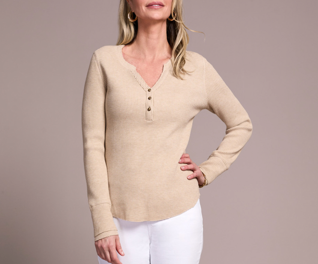 Tribal Womens Henley Top with Buttons
