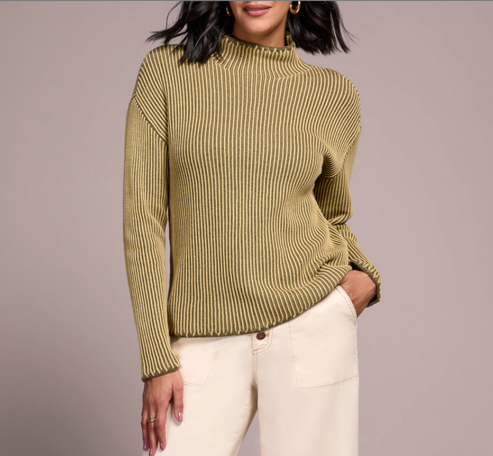 Tribal Womens LS Funnel Neck Sweater