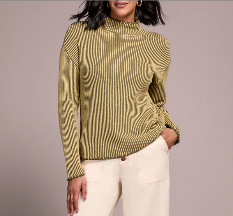 Tribal Womens LS Funnel Neck Sweater
