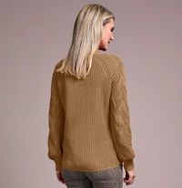 Tribal Womens LS Cable Mock Neck Sweater