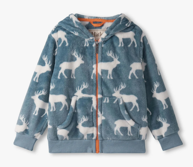 Hatley Elk Fuzzy Feece Zip-Up Hoodie