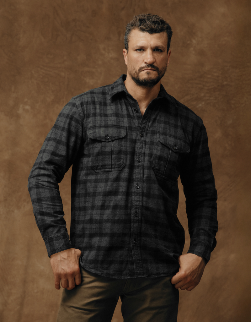 Filson Mens Alaskan Guide Shirt - Heather Gray/Black Plaid
