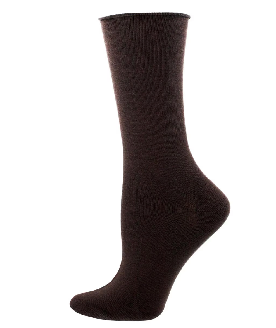 Socksmith Womens Bamboo Roll Top Socks - Brown
