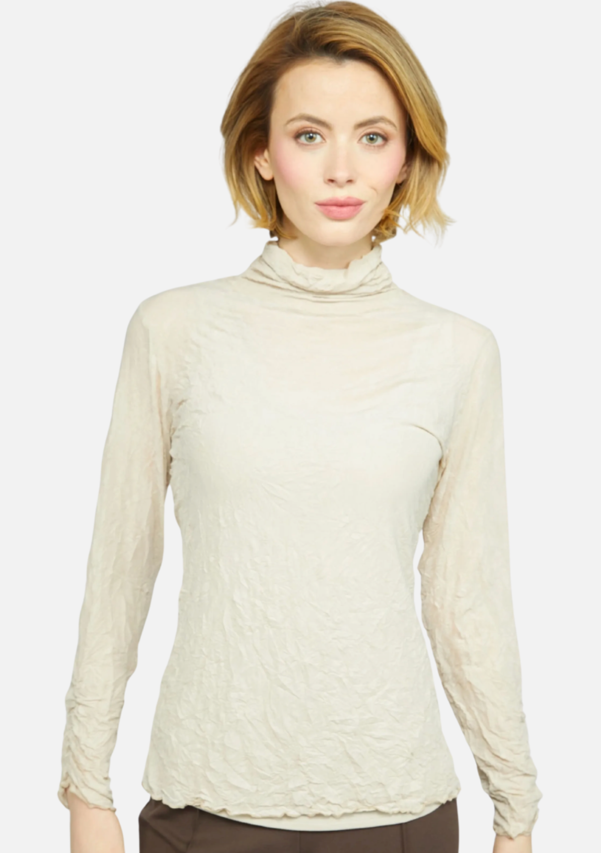 Habitat Olivia Womens Crinkle Mesh Ruched Turtleneck