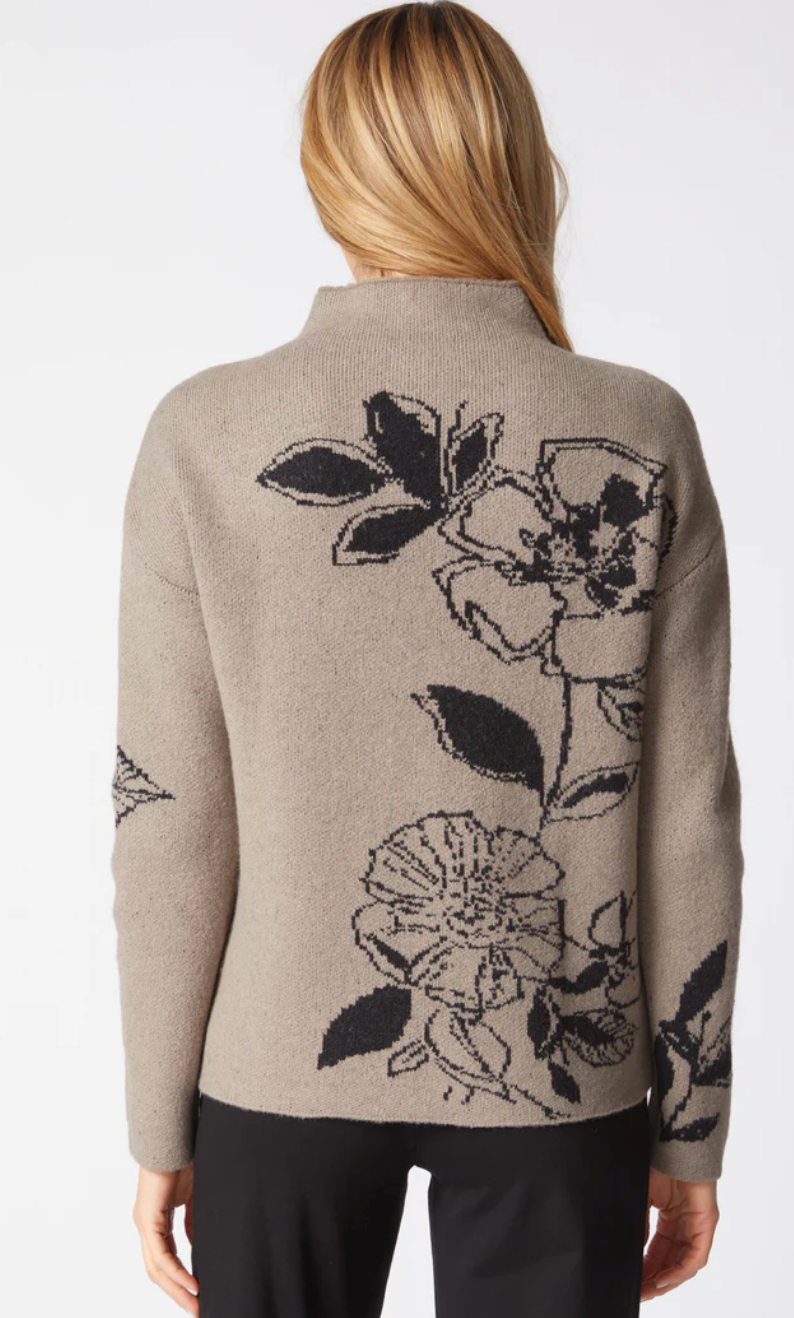 Habitat Womens Floral Foliage Intarsia Pullover