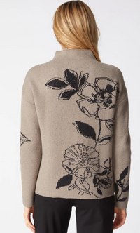 Habitat Womens Floral Foliage Intarsia Pullover