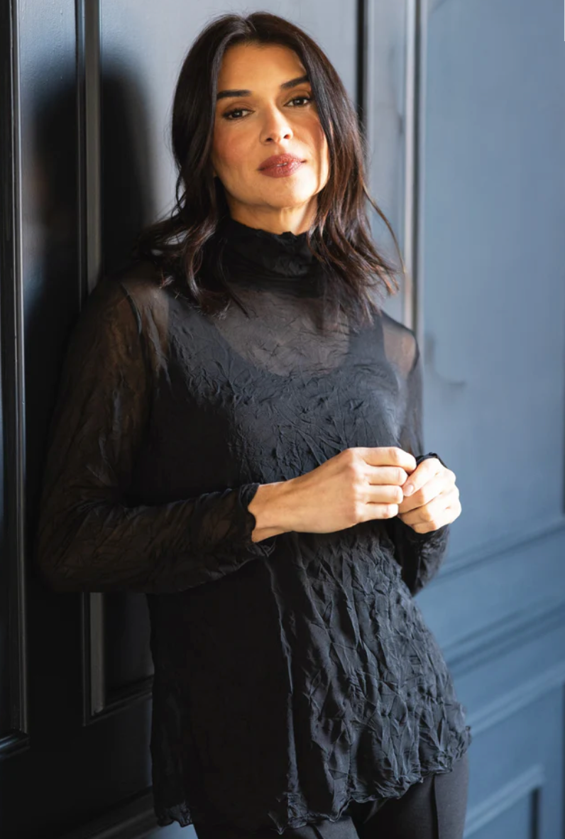 Habitat Olivia Womens Crinkle Mesh Ruched Turtleneck - Bob's Outdoor