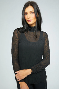 Habitat Olivia Womens Crinkle Mesh Ruched Turtleneck
