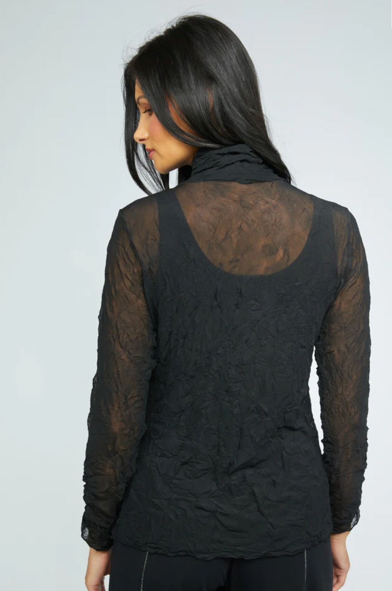 Habitat Olivia Womens Crinkle Mesh Ruched Turtleneck