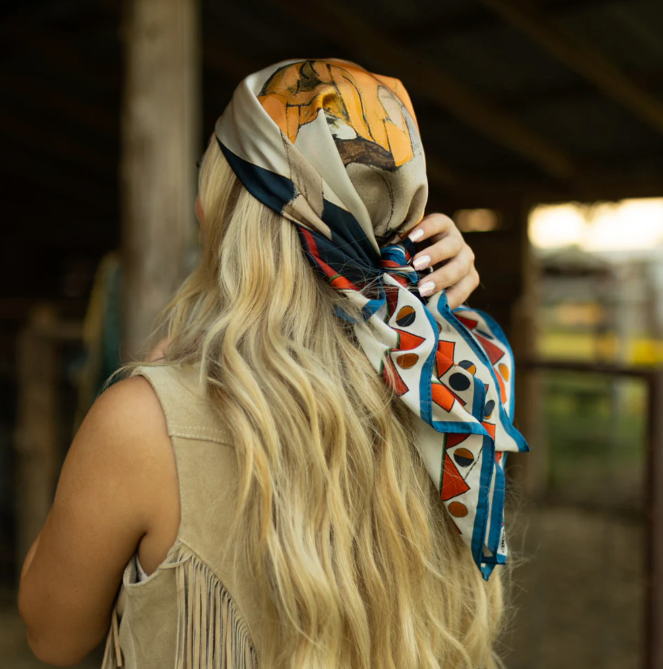 Fringe Moon At Her Back Scarf