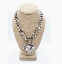 Lizou Silver Convertible Double Strand Double Heart Pendant Necklace - Bob's Outdoor