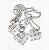 Lizou Silver Convertible Double Strand Double Heart Pendant Necklace