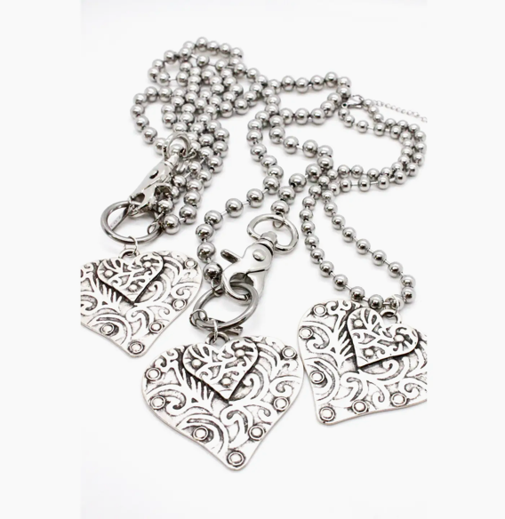 Lizou Silver Convertible Double Strand Double Heart Pendant Necklace - Bob's Outdoor
