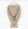 Lizou Silver Convertible Double Strand Vintage Heart Pendant Necklace