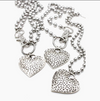 Lizou Silver Convertible Double Strand Vintage Heart Pendant Necklace